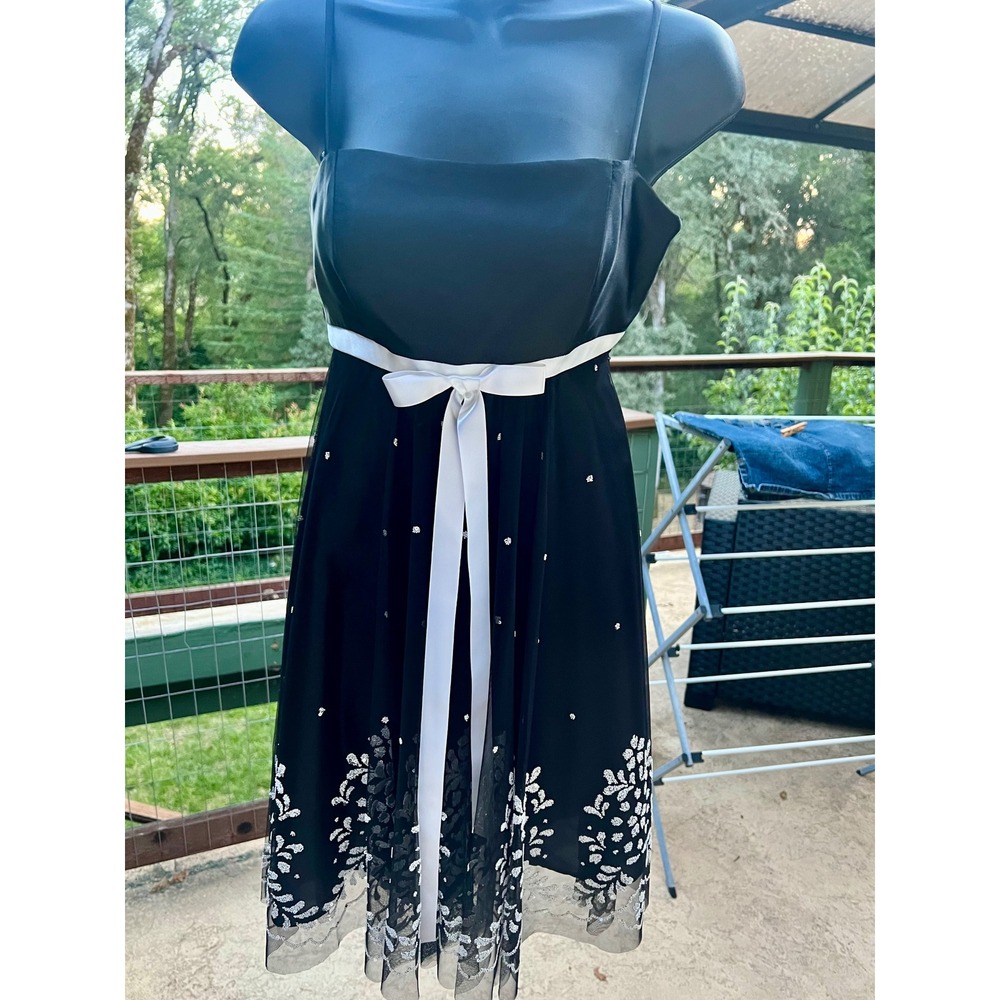 Vtg Jessica McClintock Gunne Sax Black Beaded Tulle Cocktail Dress XXS 80s 90s